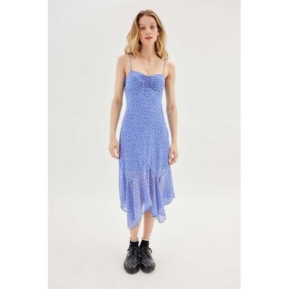 Urban Outfitter UO Scarlett Ruffle Midi Dress Smocked Cami Floral XL New 280033 - Picture 1 of 7